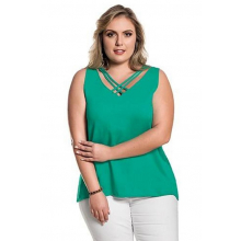 Blusa Plus Size Básica Tricoline Tiras Verde
